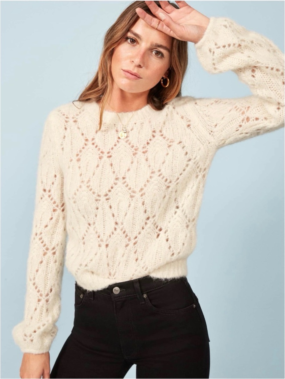 Reformation Women’s Jessie Sweater Alpaca Size XS Oversized Ivory